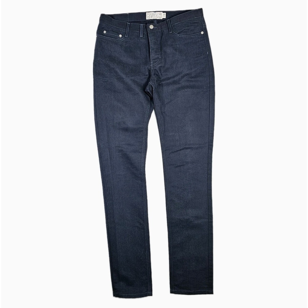 Shipley & Halmos Rhodes Fit Button Fly Slim Skinny Denim Jeans Mens 32x33 Navy